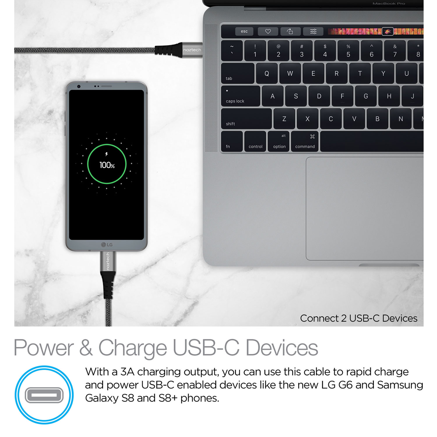 USB-C to USB-C Durable Braided 4ft. Charge & Sync Cable