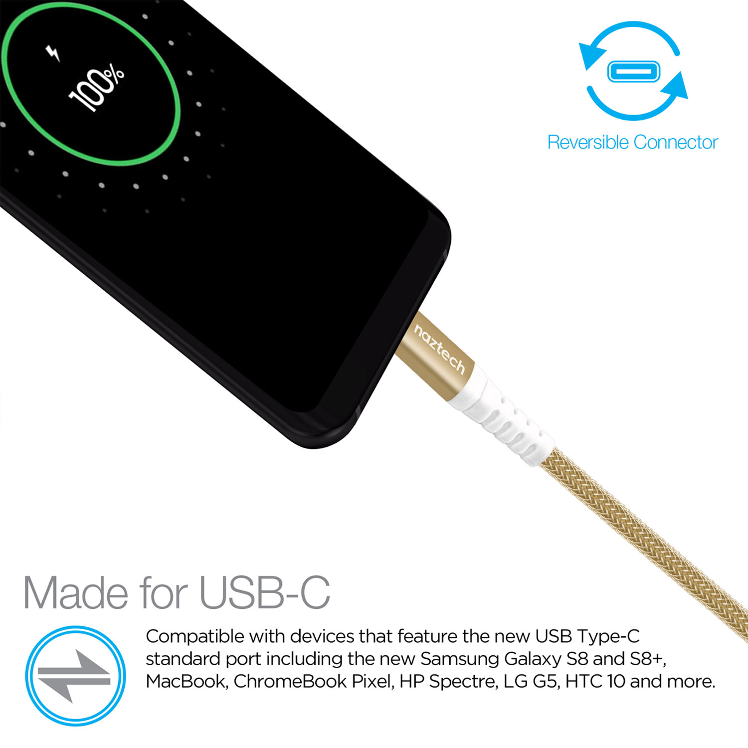USB-C to USB-C Durable Braided 4ft. Charge & Sync Cable