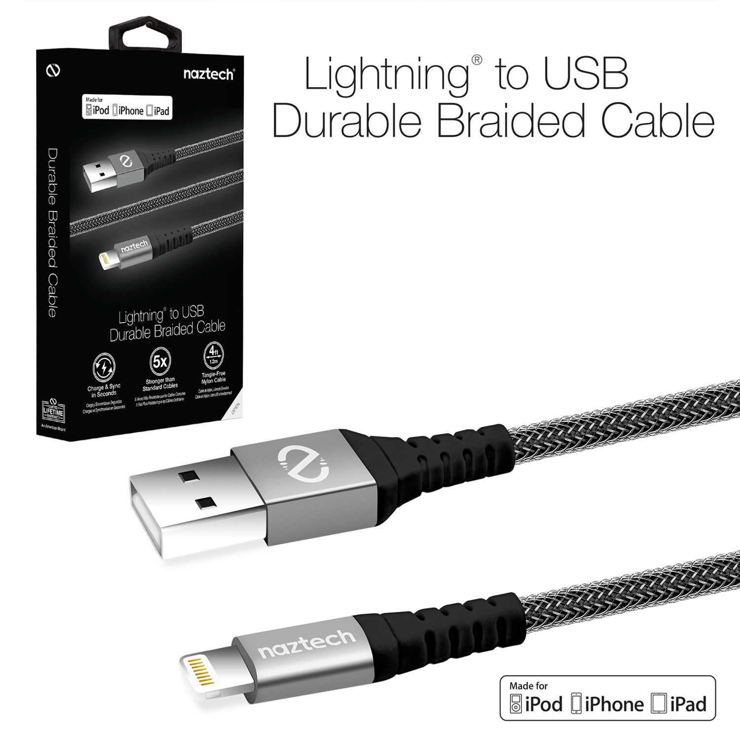 MFi Lightning Braided 4ft. Charge & Sync Cable