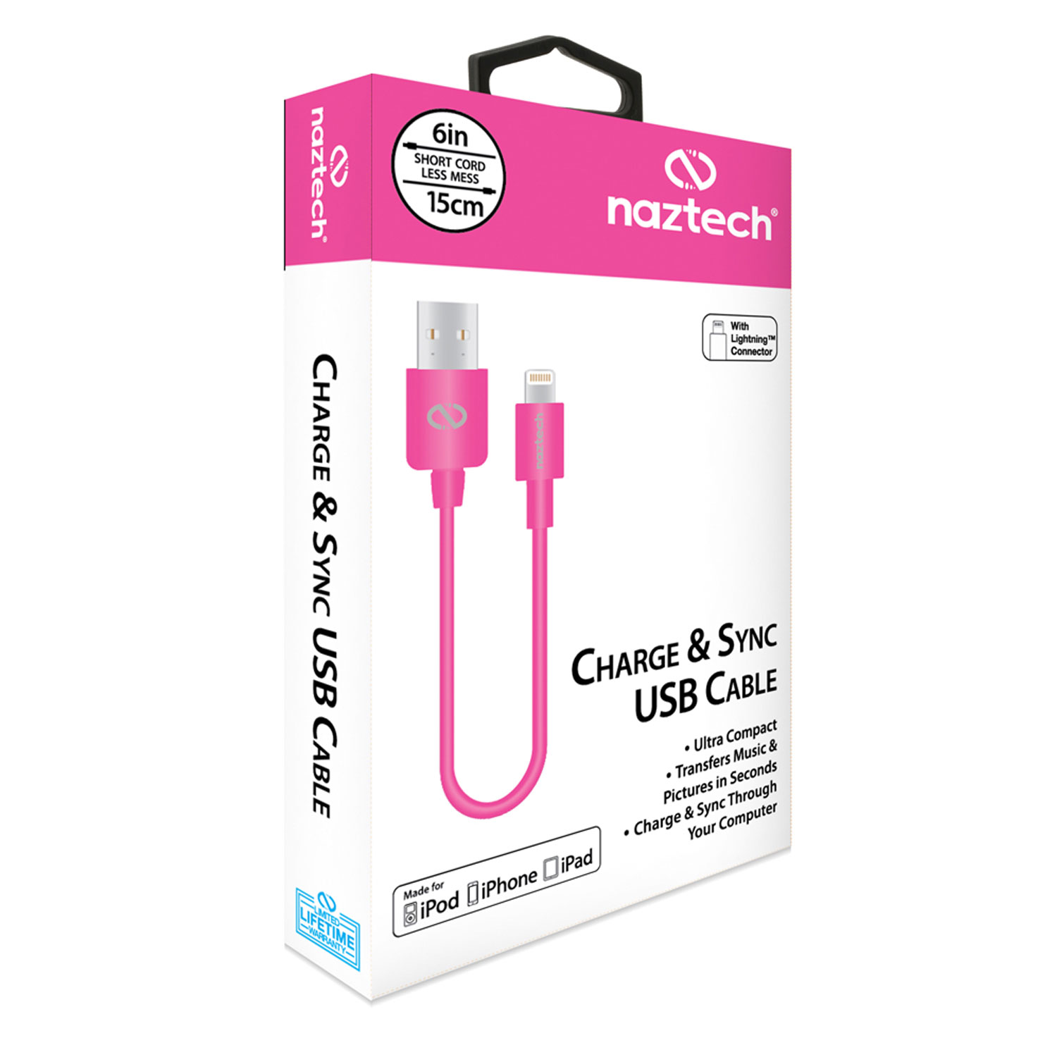 6in/15cm MFi Lightning Charge & Sync USB Cable