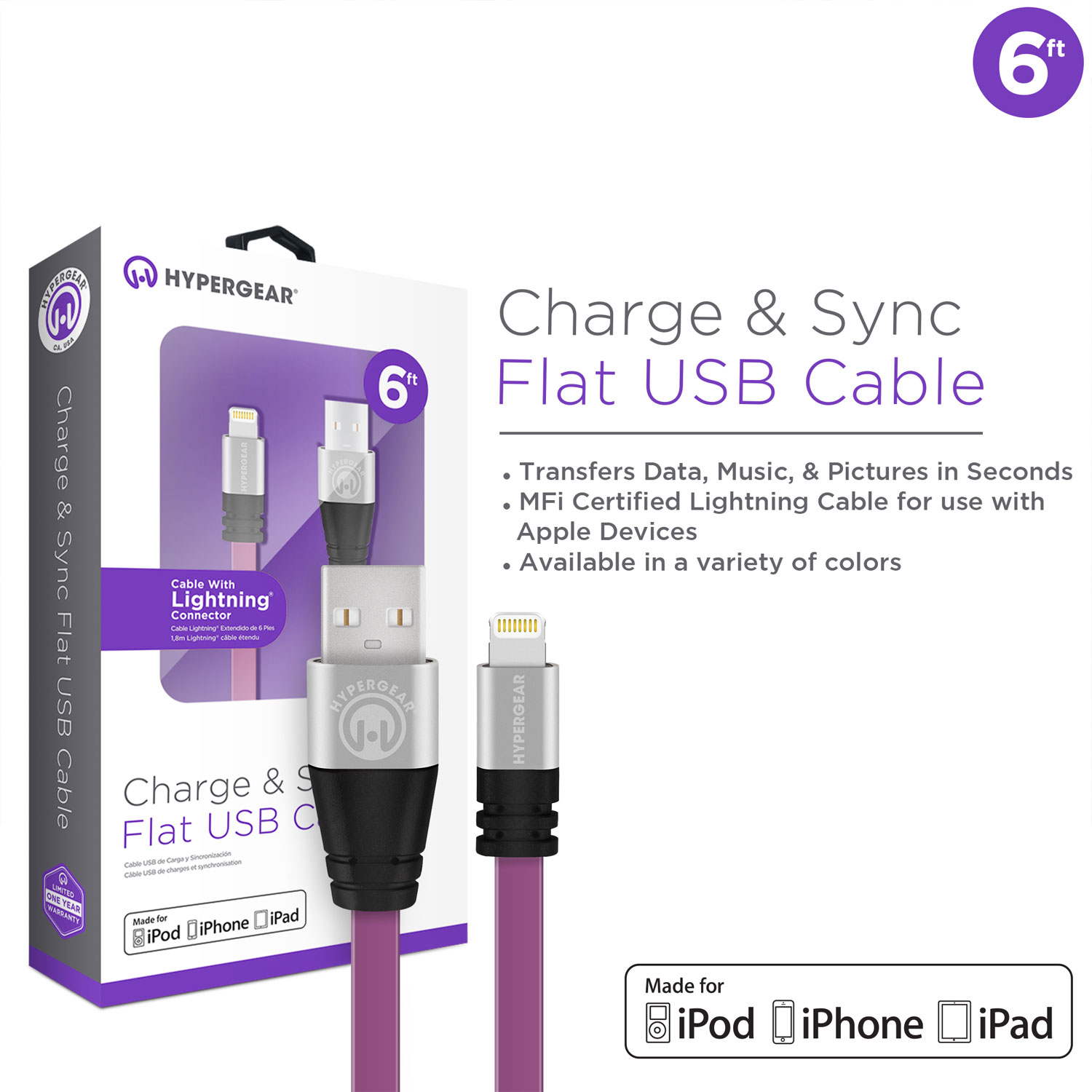 MFi Lightning Flexi 6ft. Charge & Sync Cable