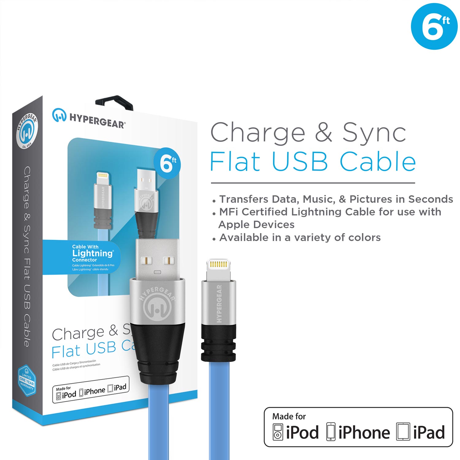 MFi Lightning Flexi 6ft. Charge & Sync Cable