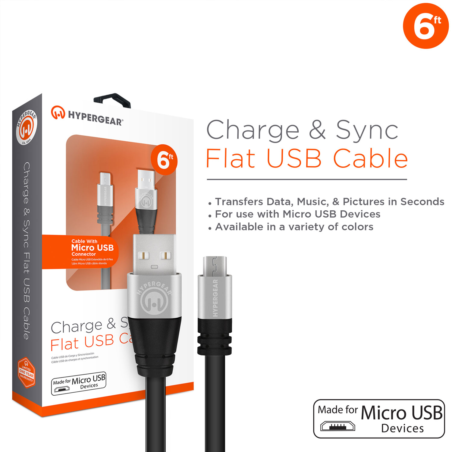 Flexi Micro USB 6ft. Charge & Sync Cable