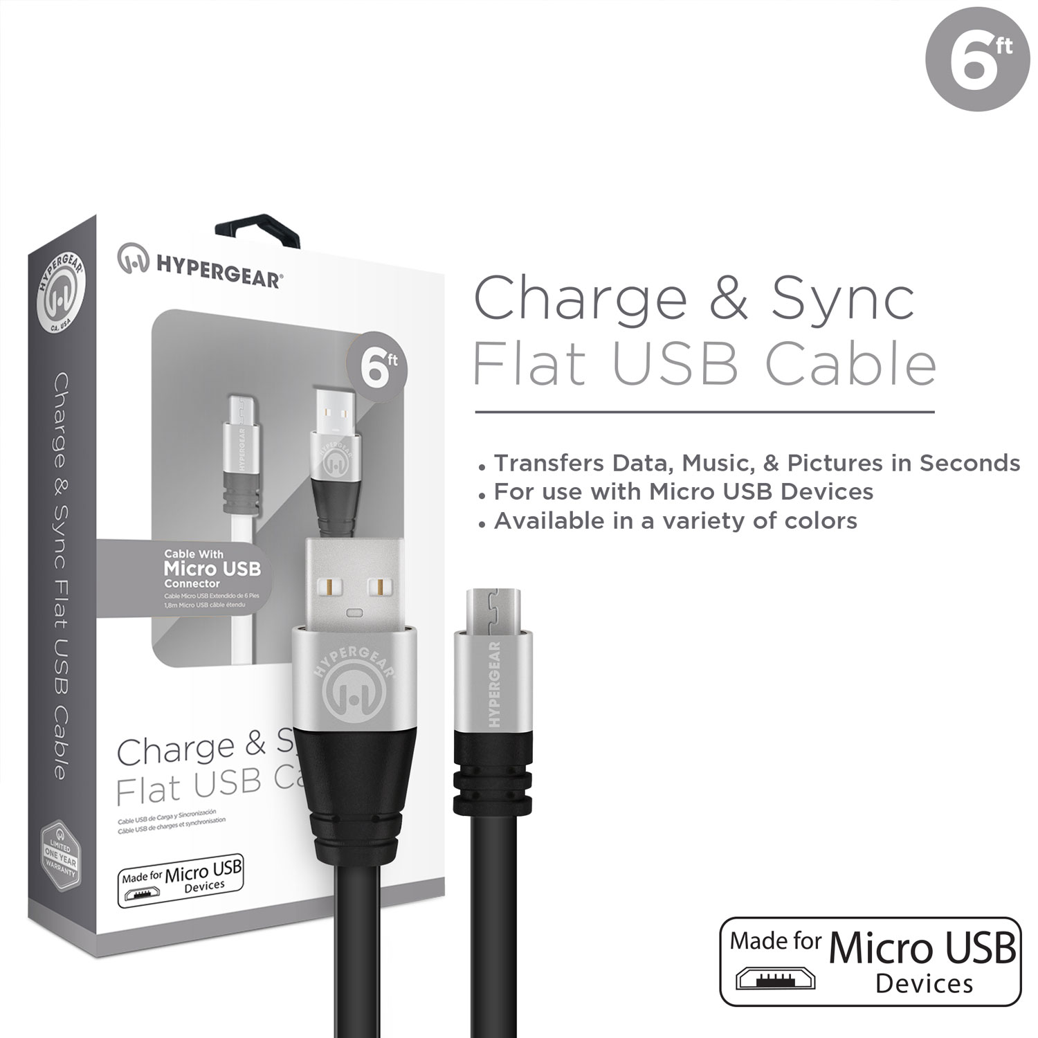 Flexi Micro USB 6ft. Charge & Sync Cable