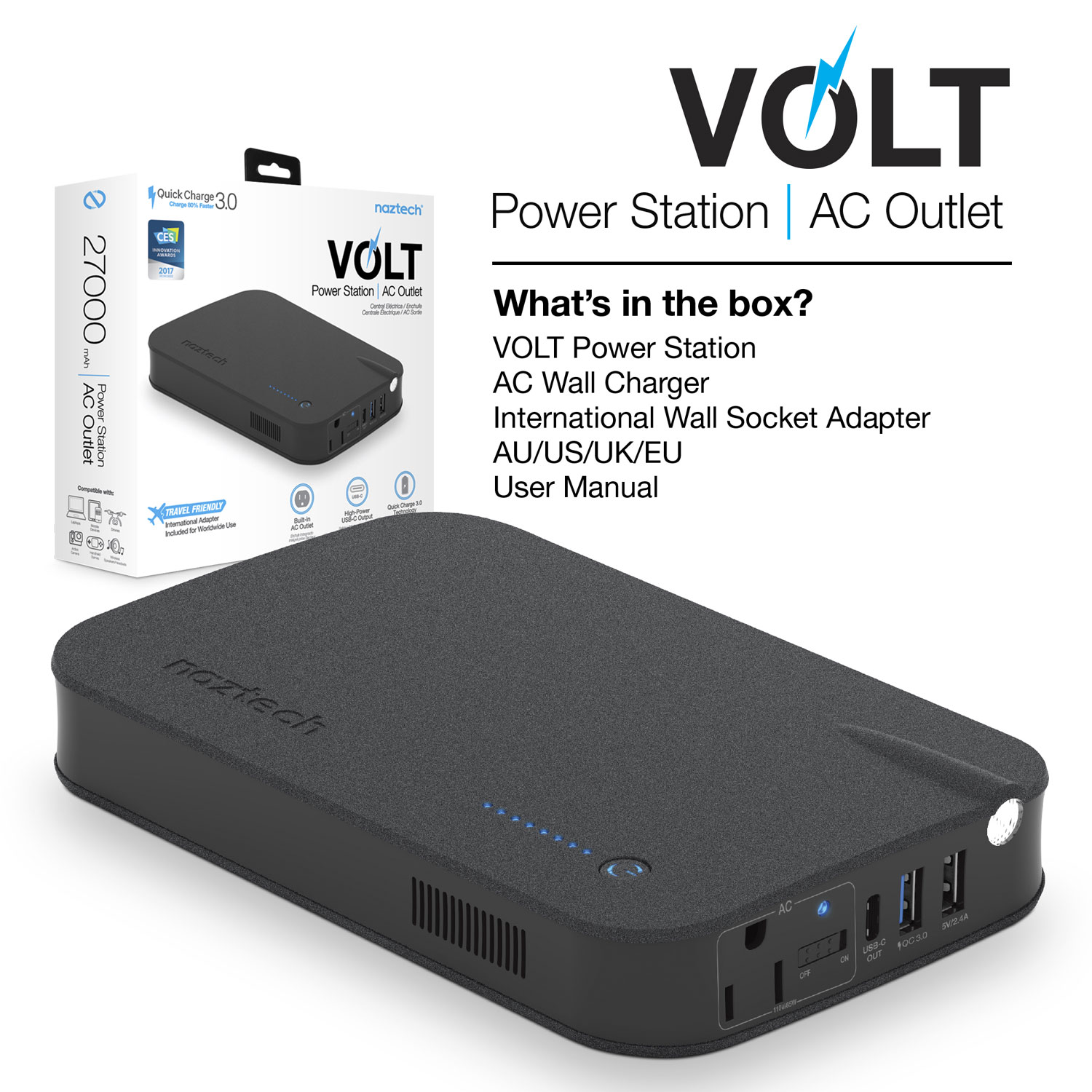 Volt 27000mAh AC+QC 3.0+USB-C Portable Charger