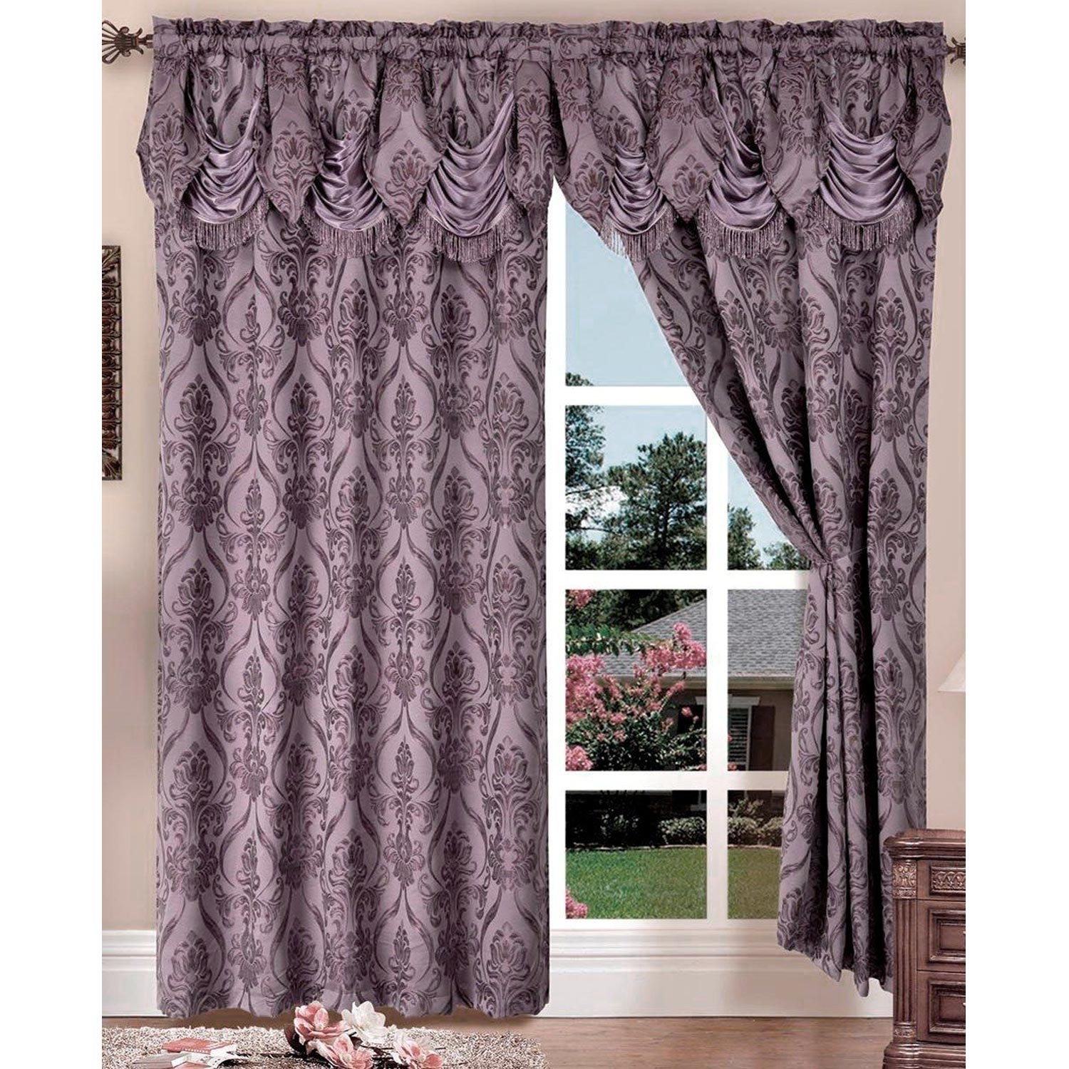 Set of 2 Elegant Comfort Penelopie Jacquard Look Curtain Panel Set