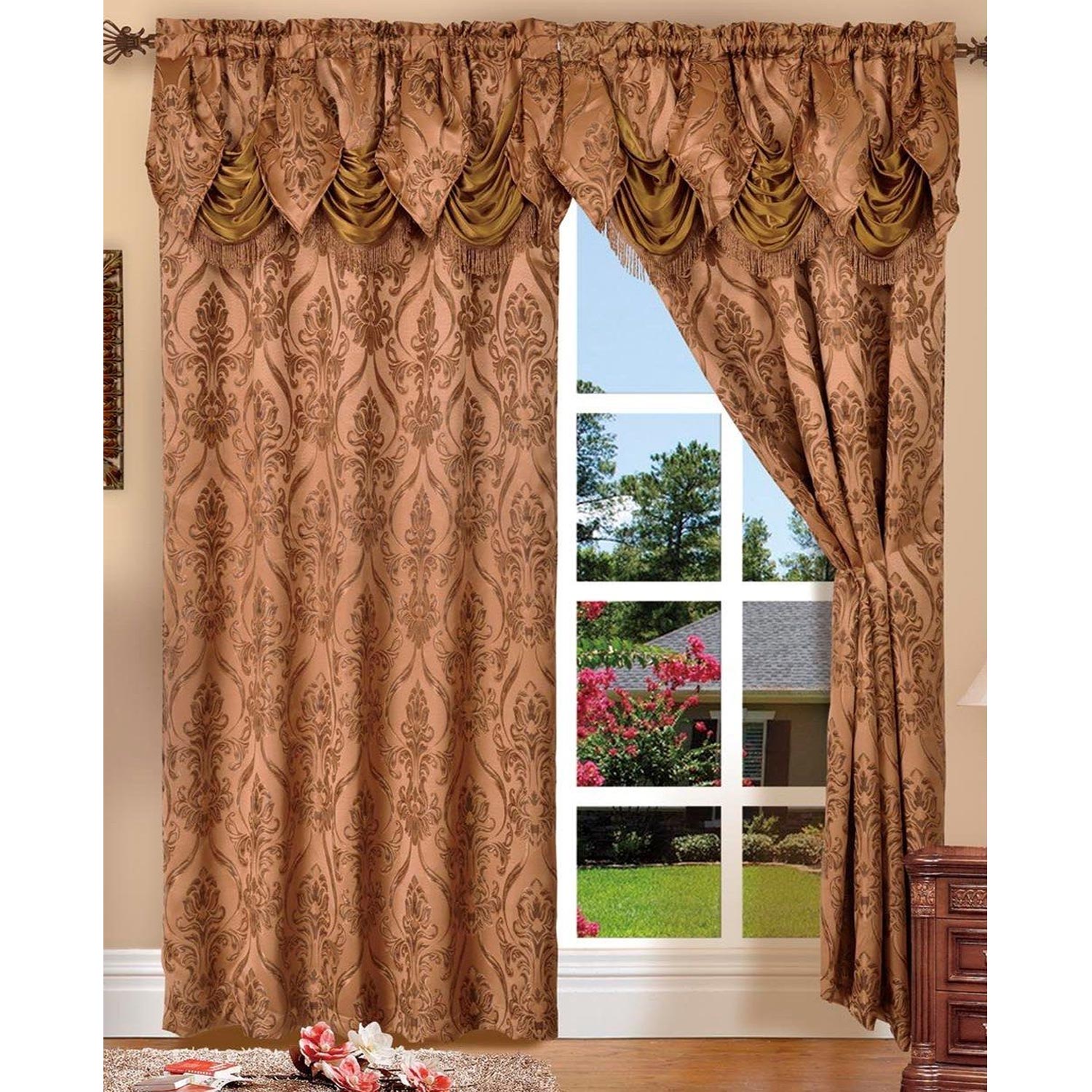 Elegant Comfort Penelopie Jacquard Look Curtain Panel Set
