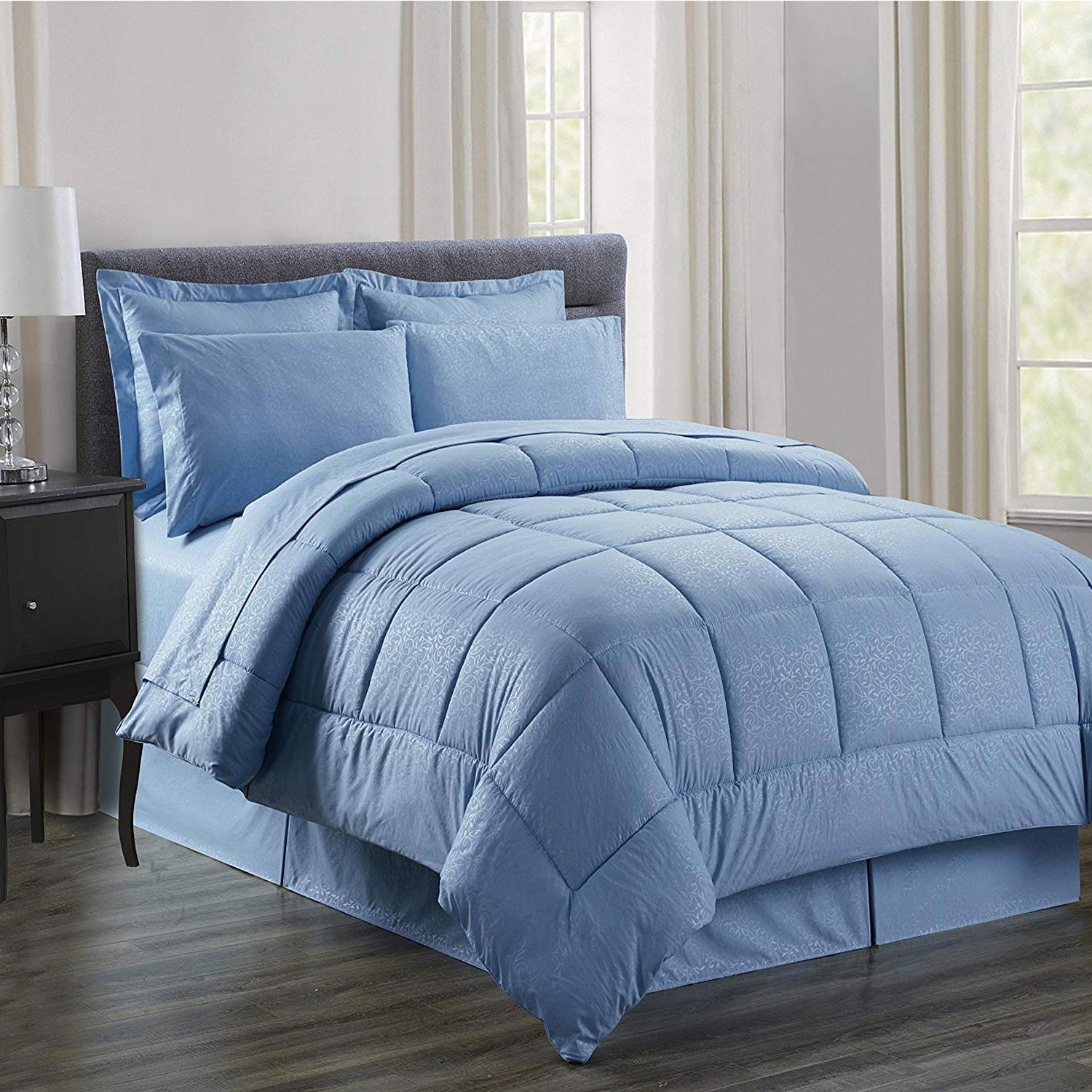 8-Piece Silky Soft Beautiful Design Complete Bed-in-a-Bag Comforter Set