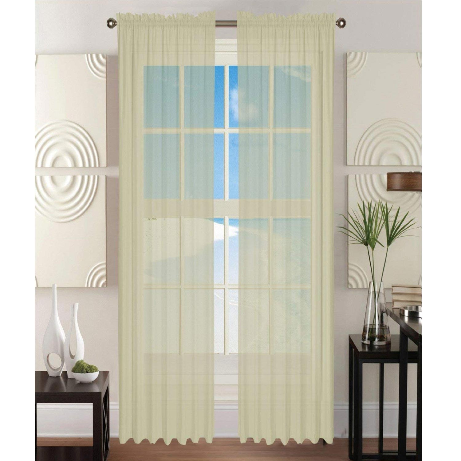 2-Piece SHEER Window CURTAIN/PANEL with 2" ROD POCKET