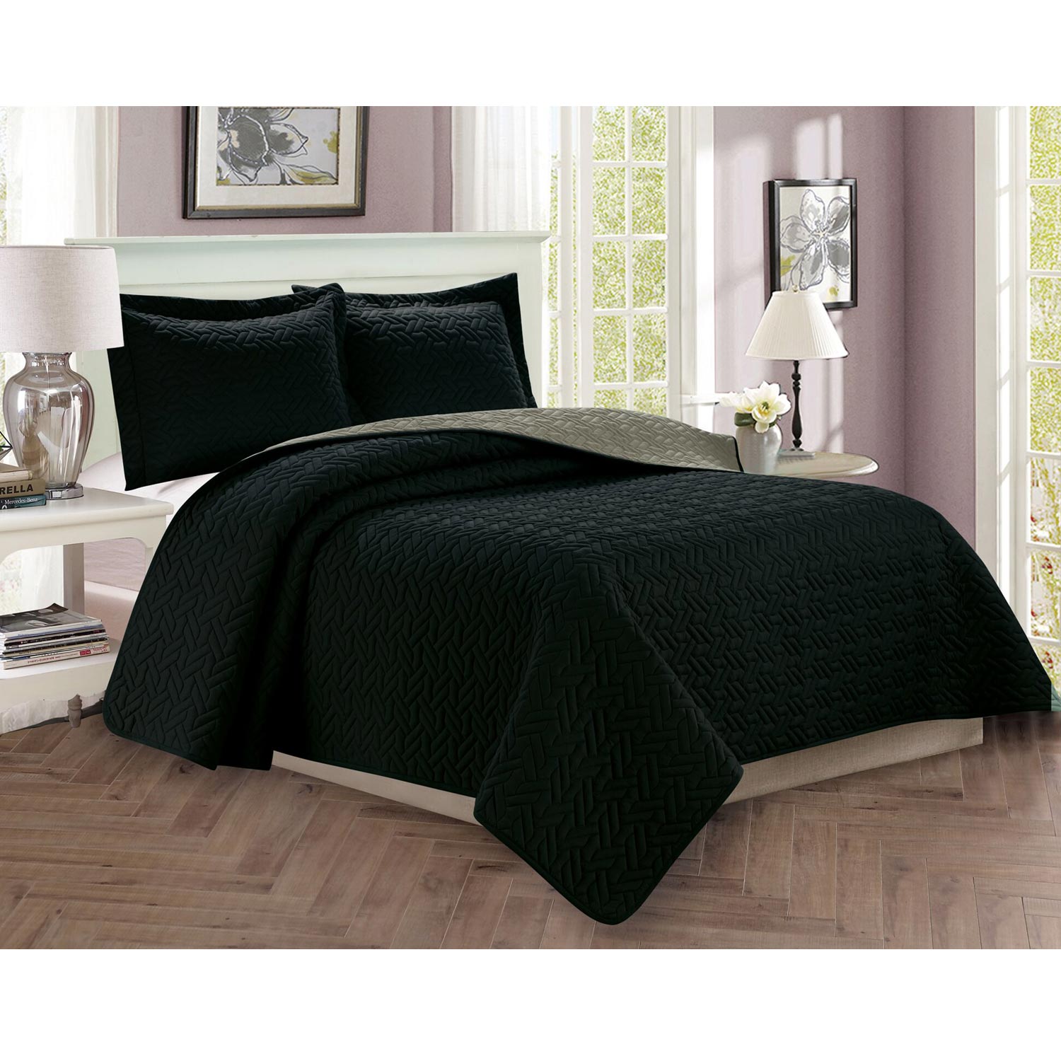 Luxury 3-Piece Bedspread Coverlet Majestic Design Quilted Set