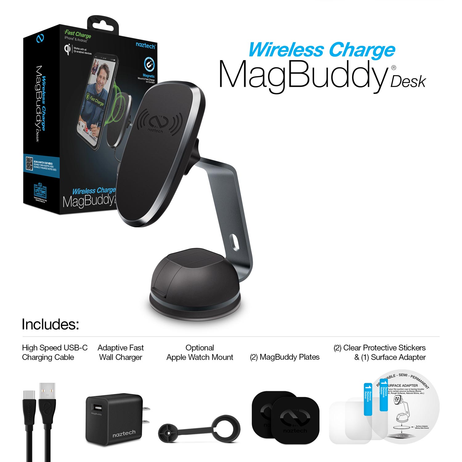 Magbuddy Wireless Charge Desk Mount Gunmetal