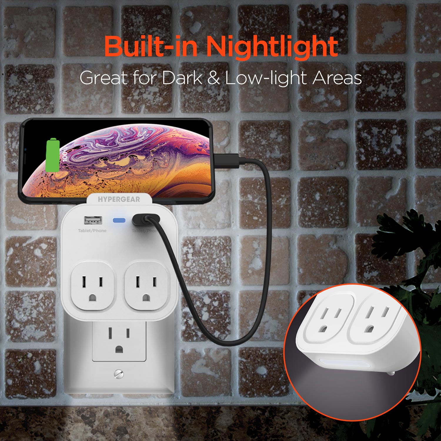 Multi Outlet + Dual USB Wall Adapter