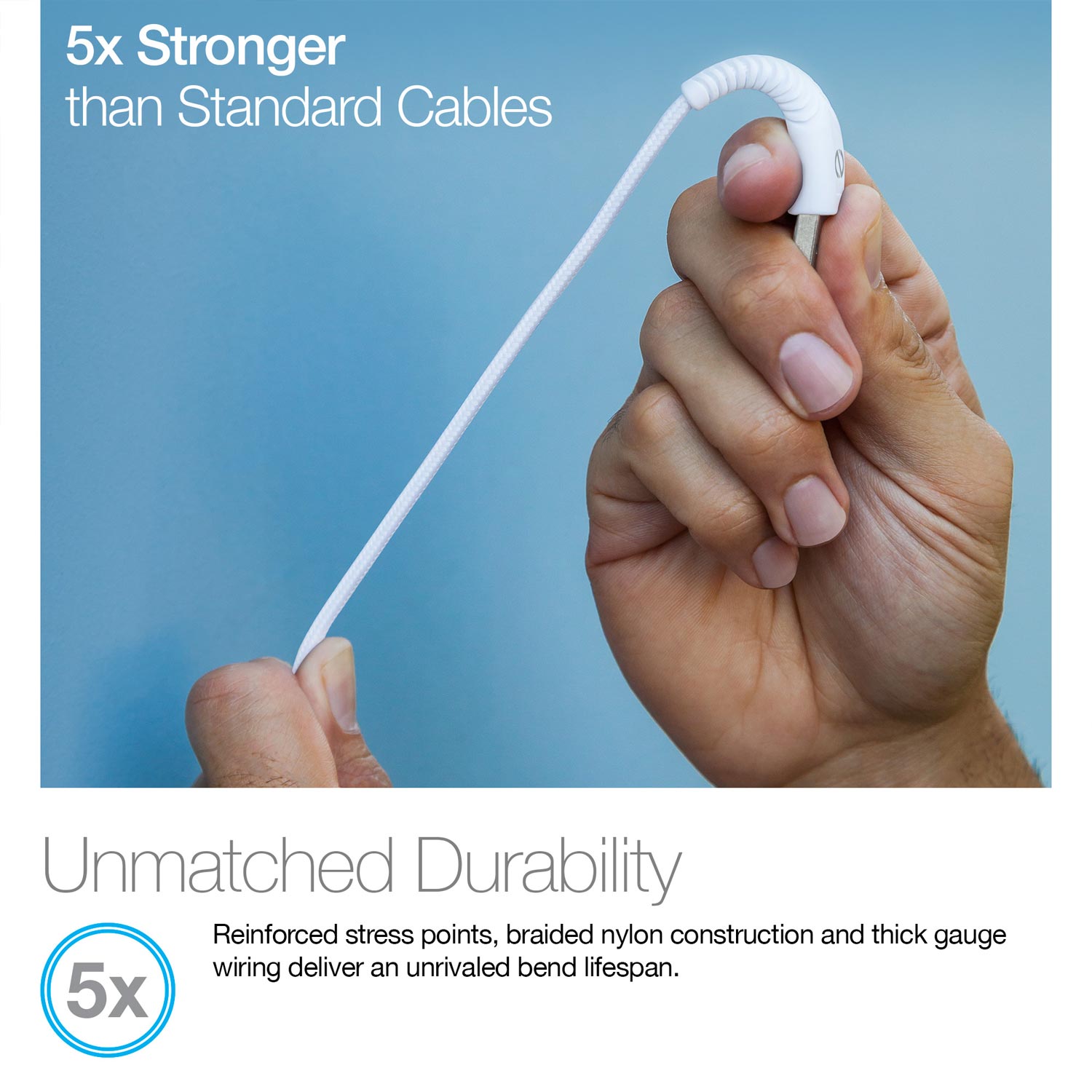 Rugged LED MFI USB Charge/Sync Cable 4ft