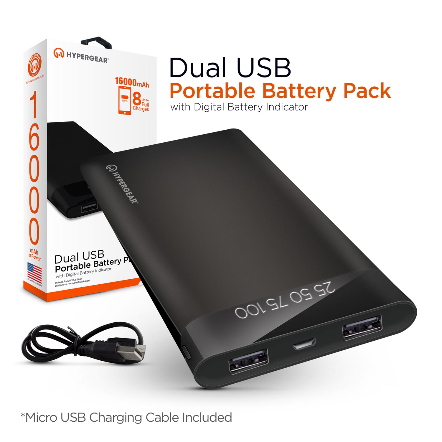 16000mAH Universal Dual USB LED Power Bank