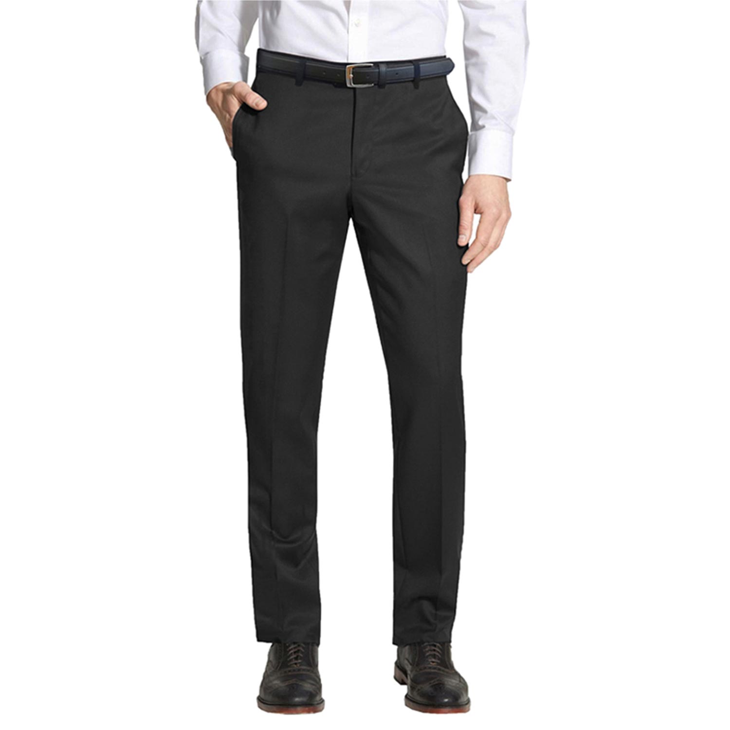 2 Pack Men's Slim-Fit Belted Dress Pants