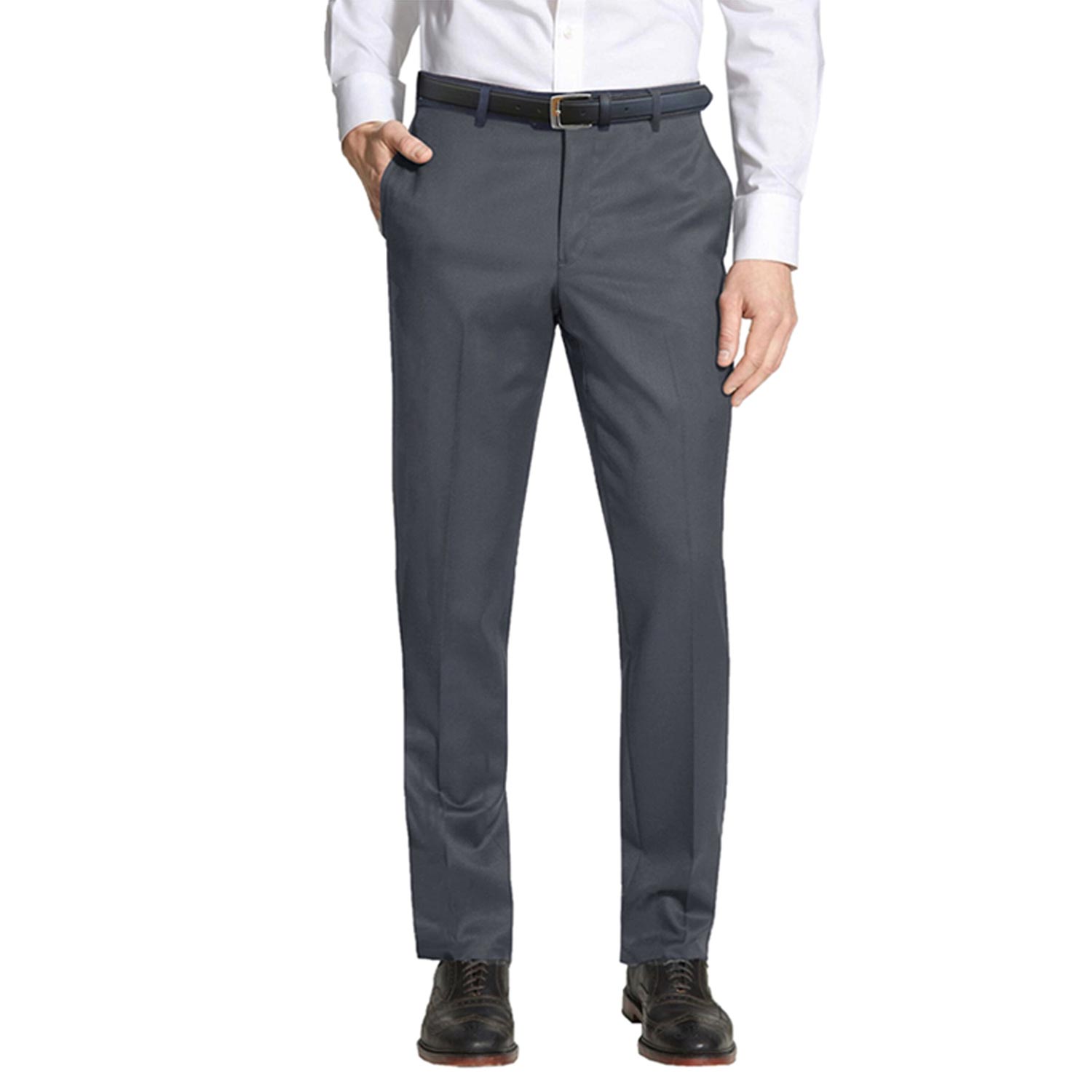 2 Pack Men's Slim-Fit Belted Dress Pants