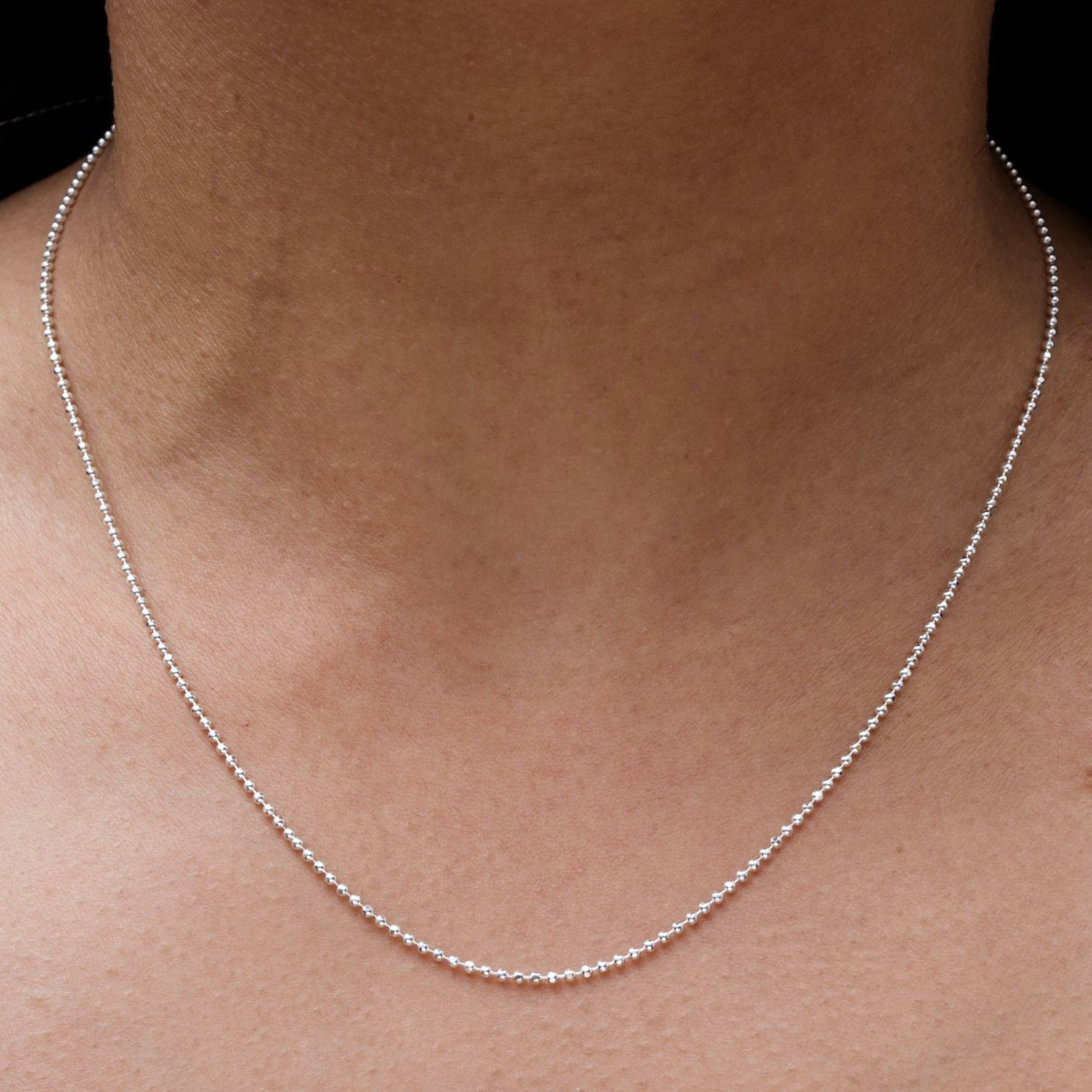 925 Sterling Silver 1.5MM Diamond Cut Bead Chain Necklace