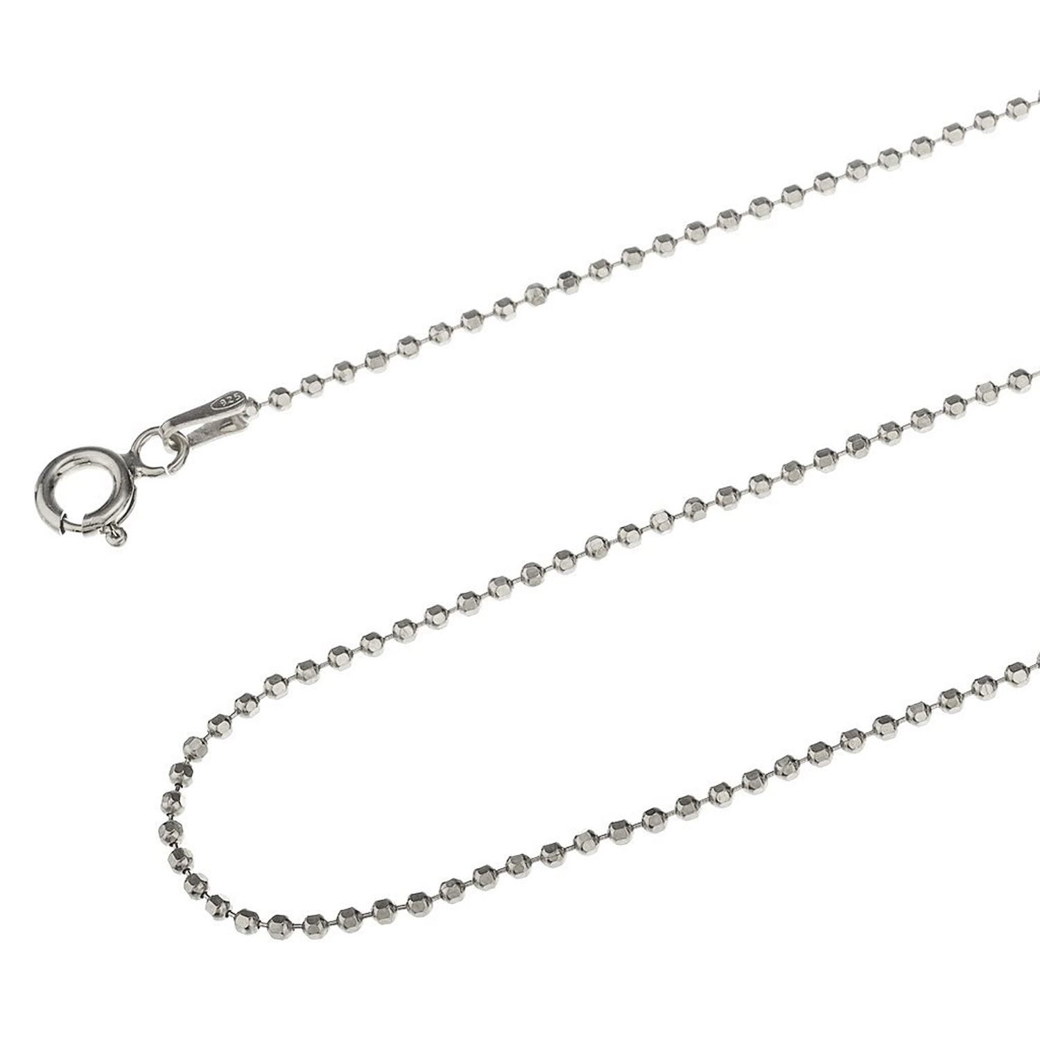 925 Sterling Silver 1.5MM Diamond Cut Bead Chain Necklace