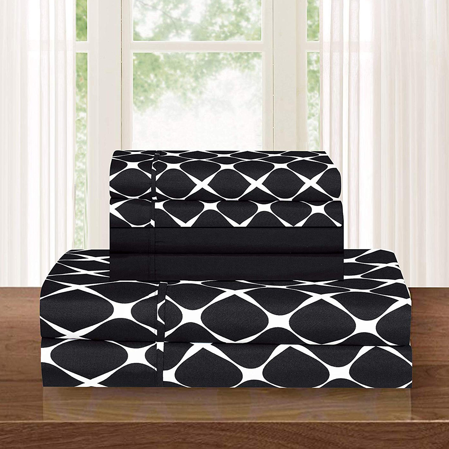 6 Piece Sheet Wrinkle Resistant Milano Trellis Pattern Bedding Set