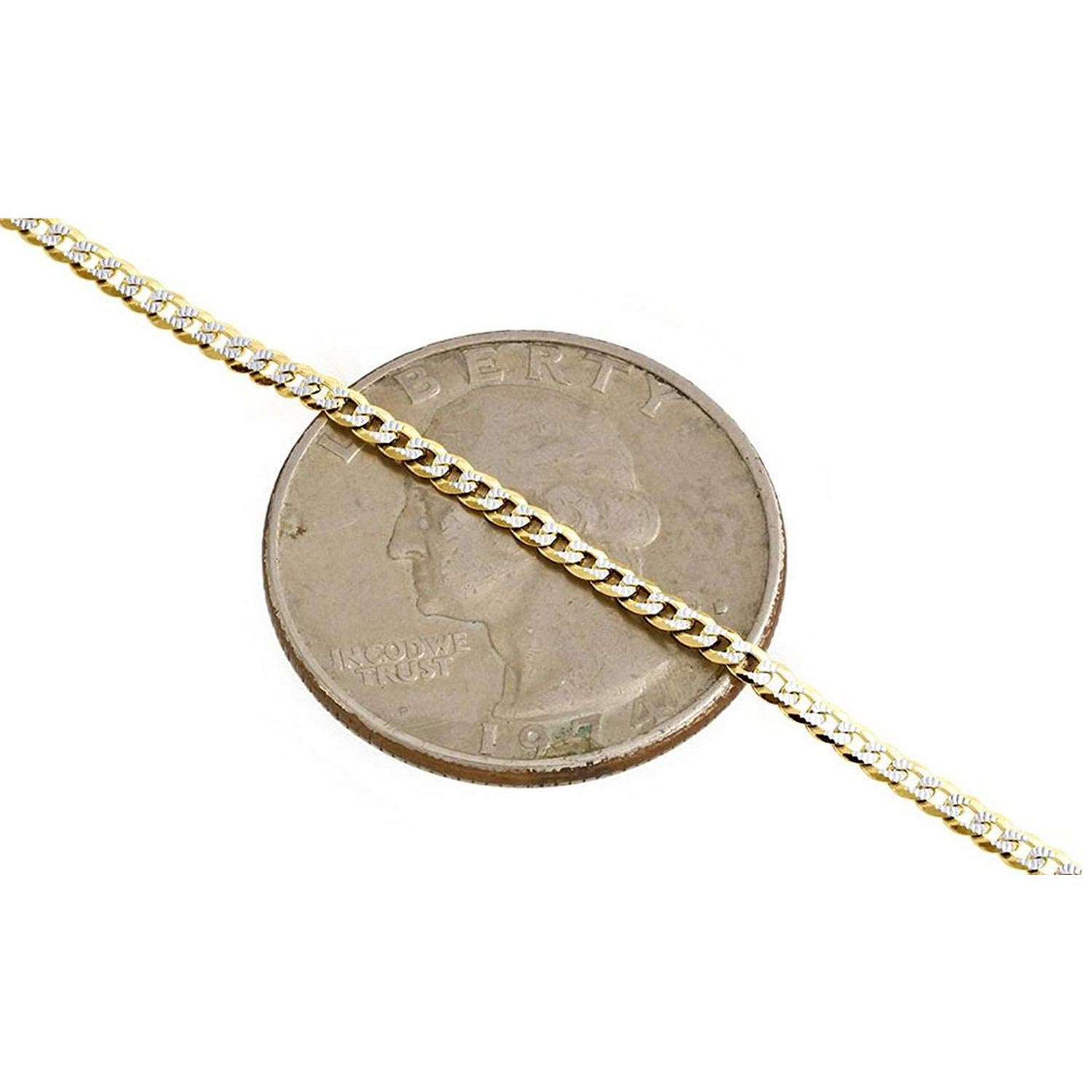 2MM Solid Gold Italian Cuban Chain Necklace in 10K Solid Gold