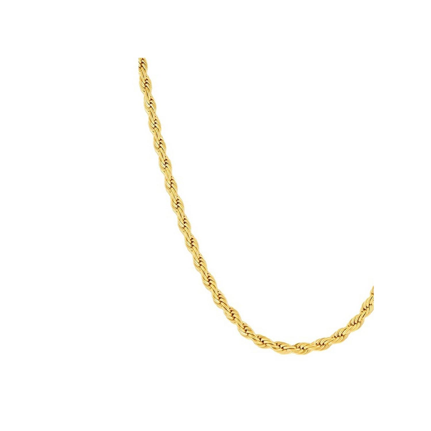 2MM Diamond-cut Rope Chain Necklace in 10K Solid Gold