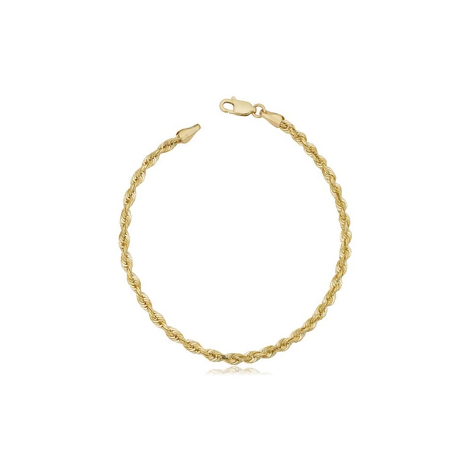3MM Diamond-Cut Rope Chain Bracelet in 10K Solid Gold