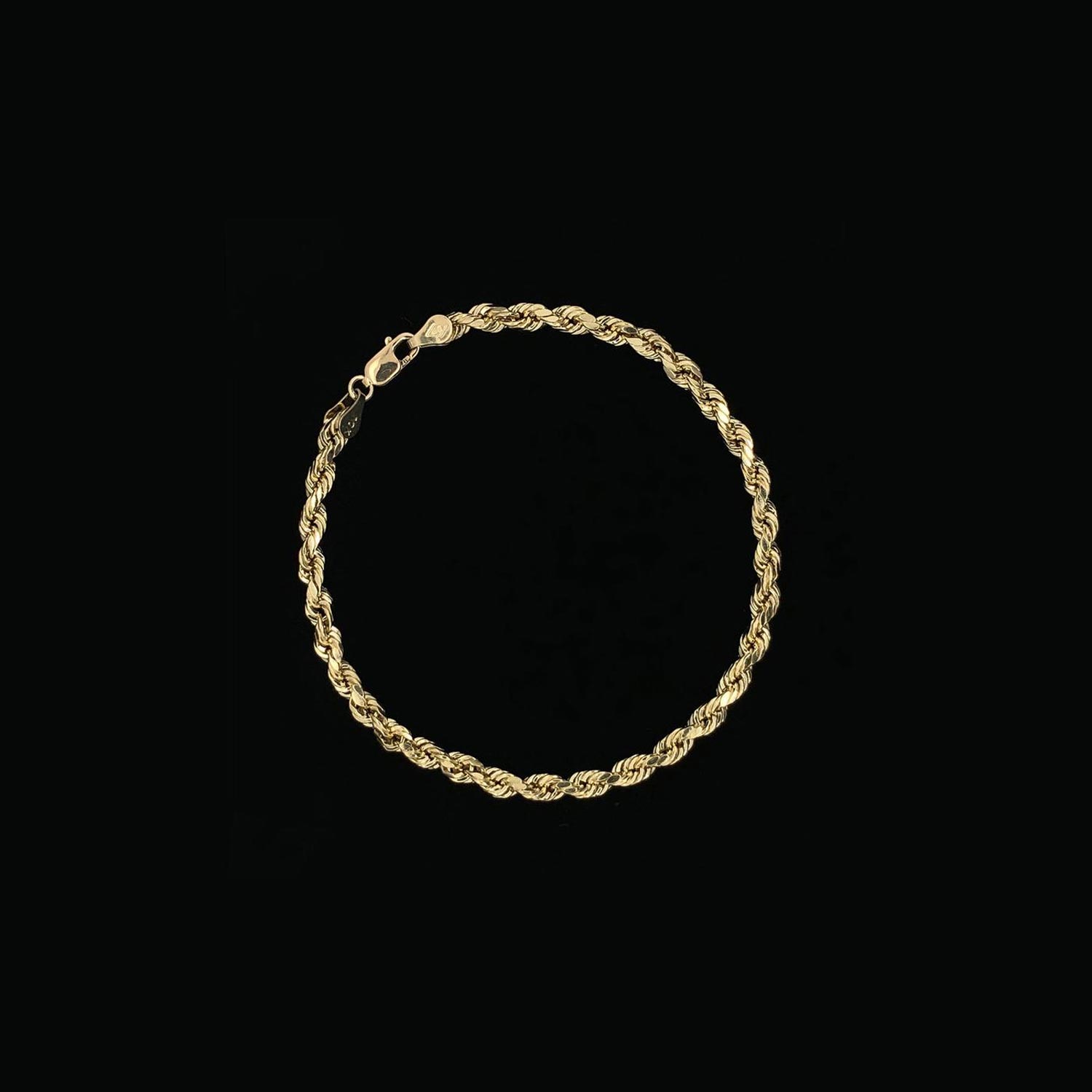 Italian 10K Gold 4MM Rope  Chain Bracelet