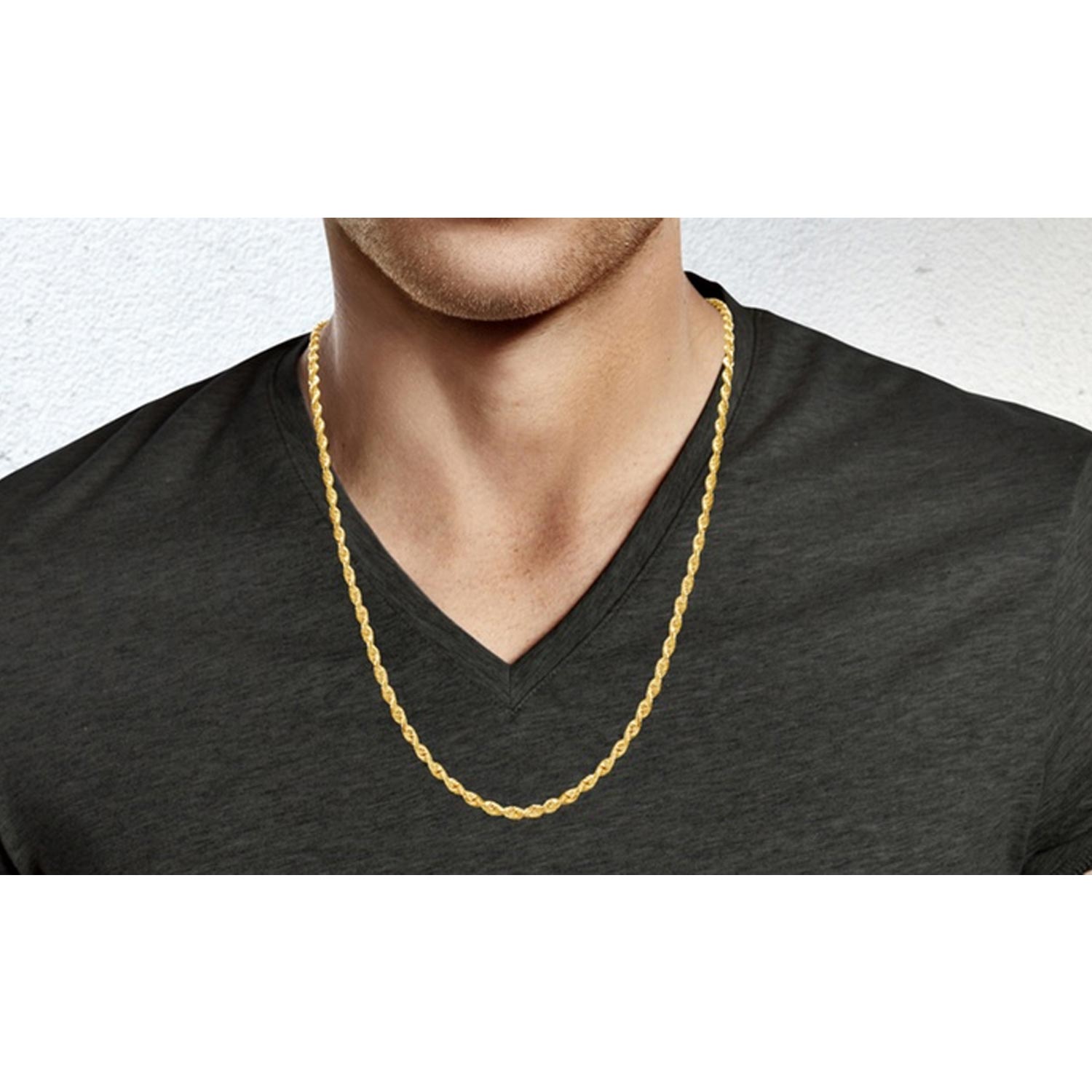 Italian 10K Gold 4MM Rope Chain Necklace