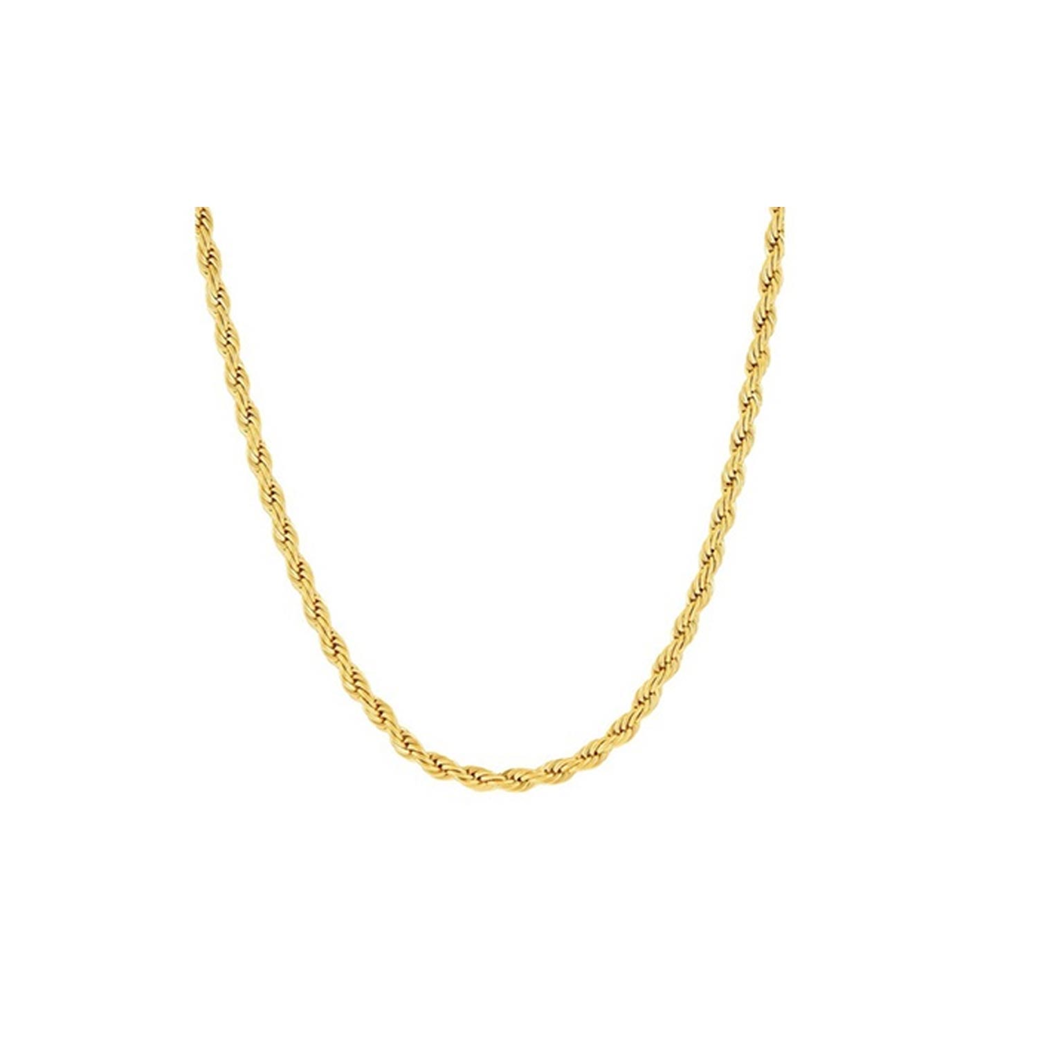 14K Gold 3mm Diamond Cut Rope Chain Necklace
