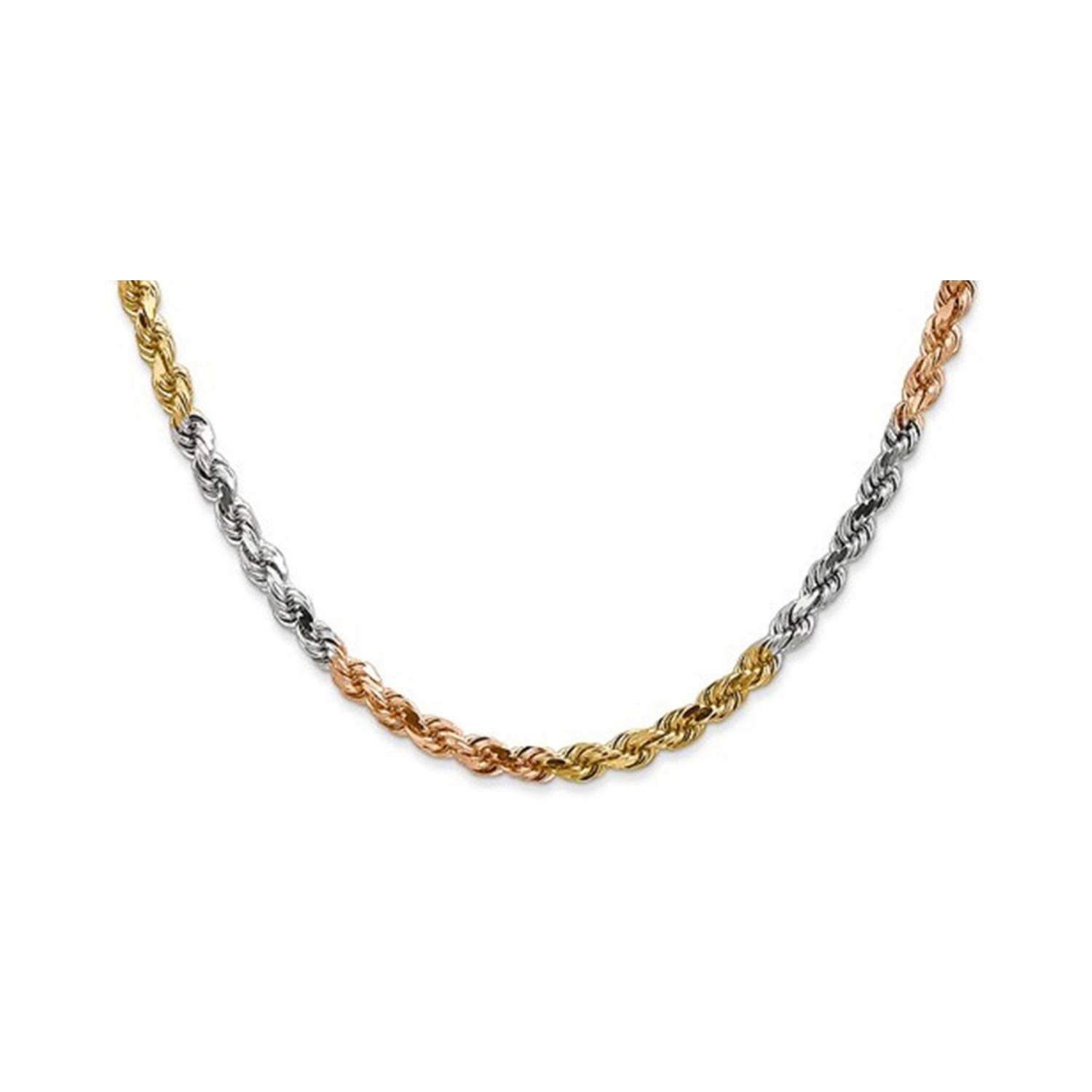 Italian 14K Tri-color Gold 3MM Diamond Cut Rope Chain