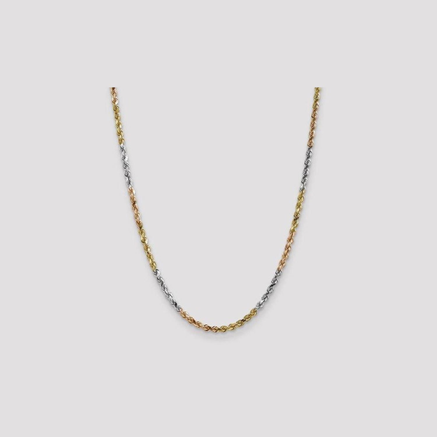 Italian 14K Tri-color Gold 3MM Diamond Cut Rope Chain