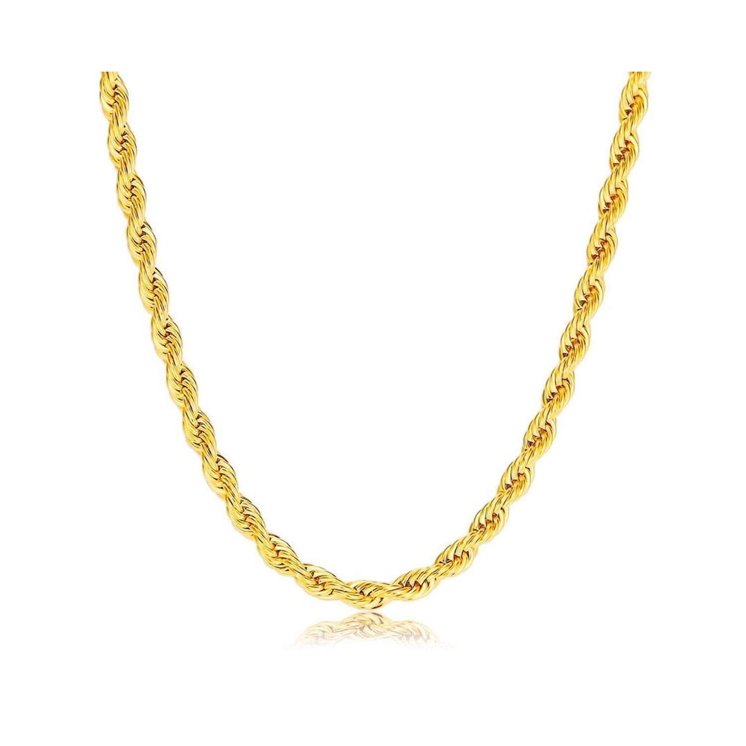 Italian 14K Gold  4MM Rope  Chain Necklace