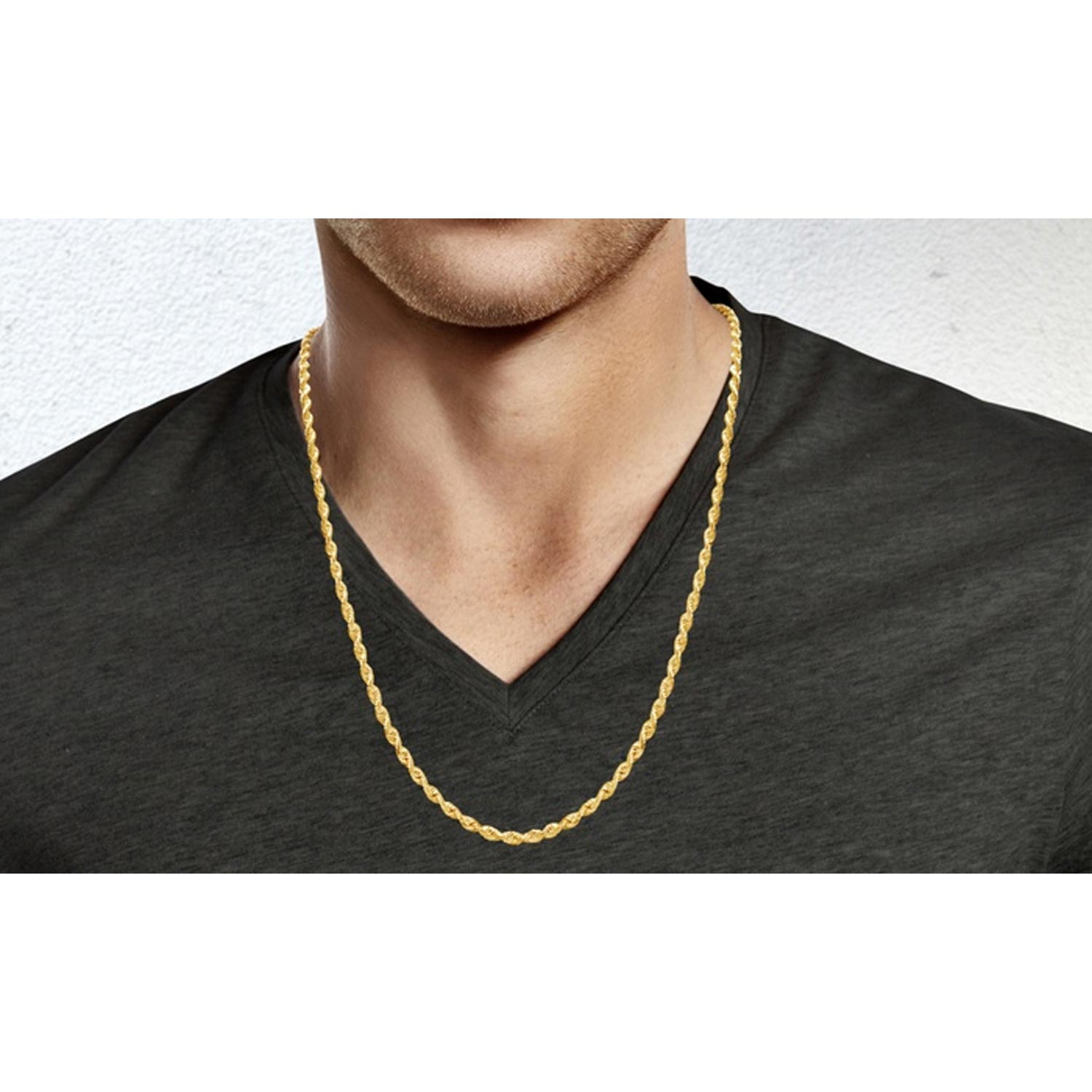 Italian 14K Gold  4MM Rope  Chain Necklace