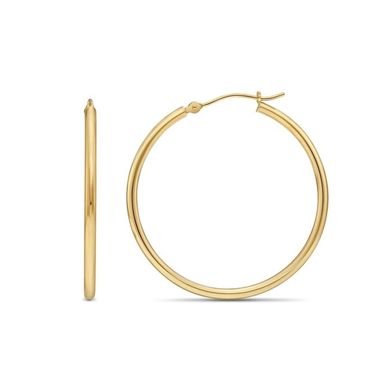 14K Gold Bonded High-Polish Hoop Earrings