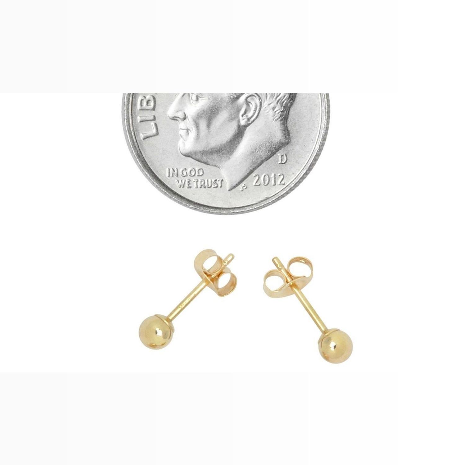 3 Pack 14K Gold Ball Stud Earrings