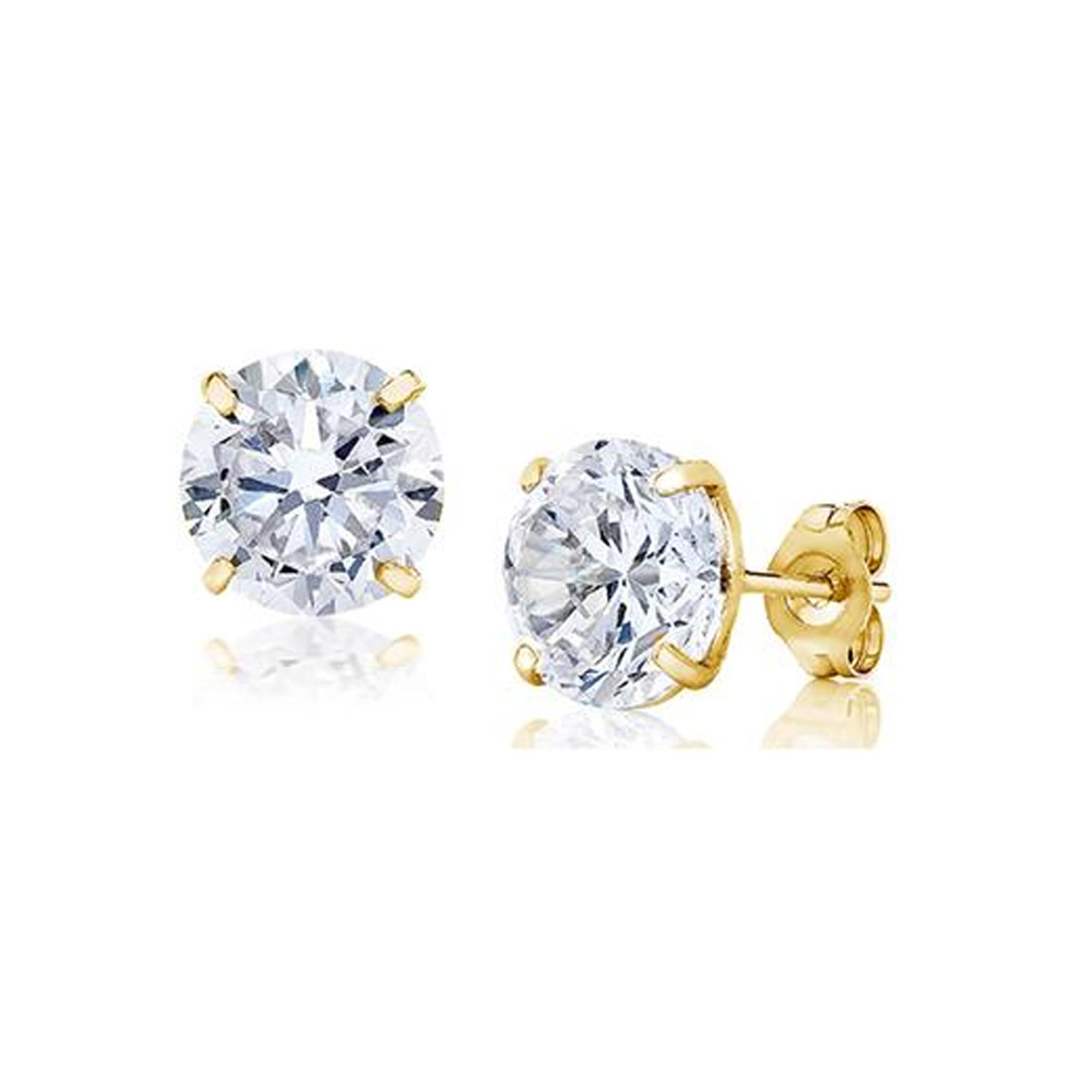 14K Solid Gold Studs made with Swarovski Elements