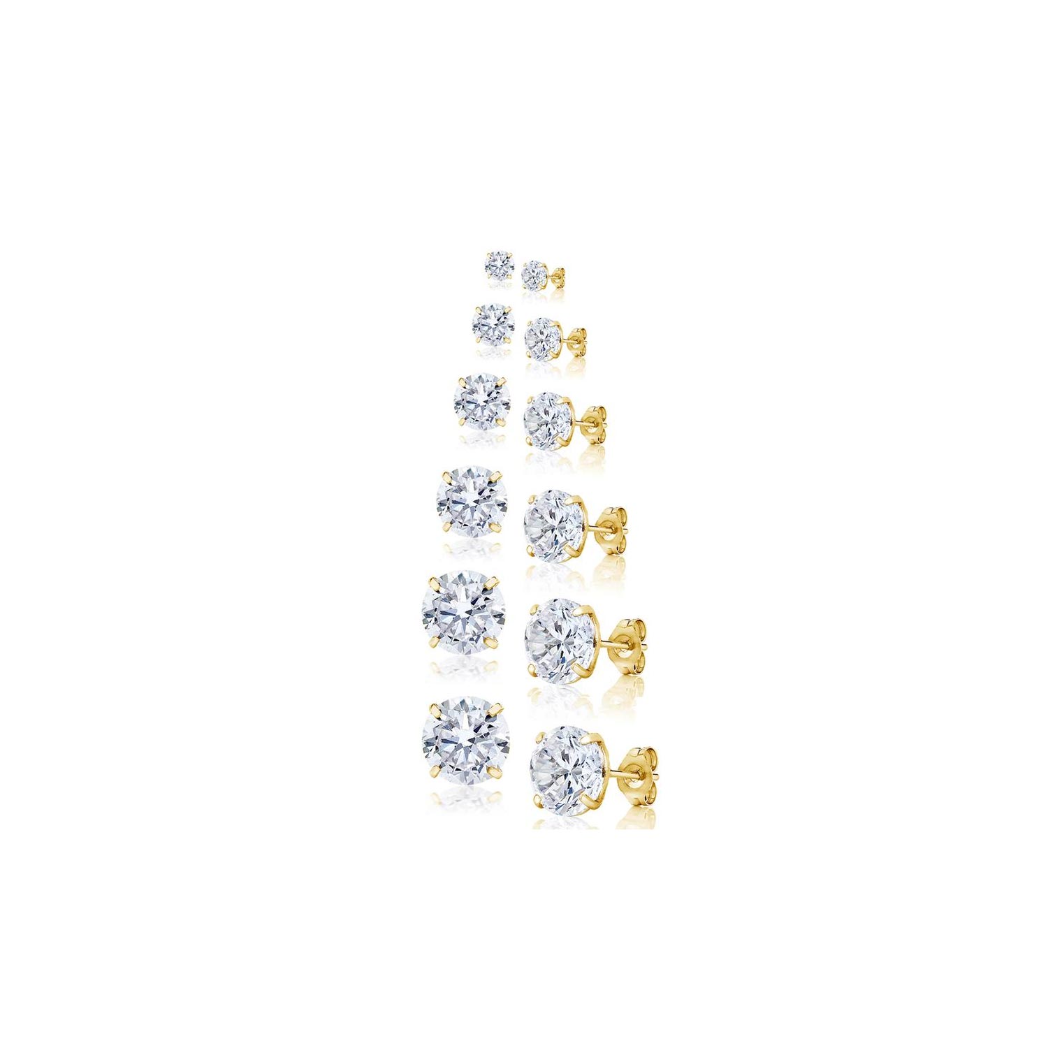 14K Solid Gold Studs made with Swarovski Elements