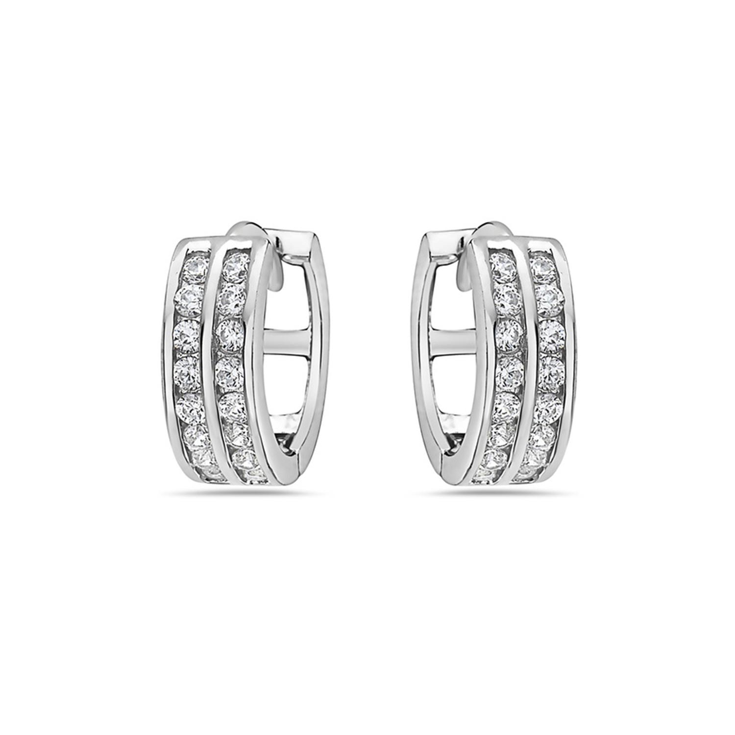 Sterling Silver Crystal Huggie Earrings with Swarovski Elements