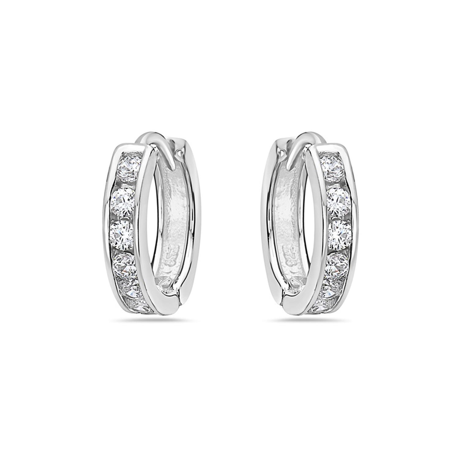 Sterling Silver Crystal Huggie Earrings with Swarovski Elements