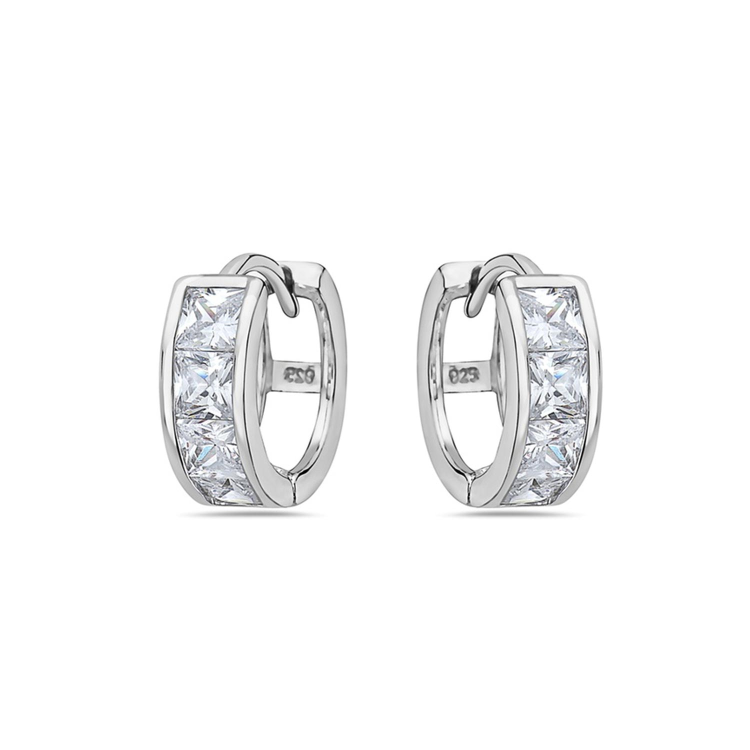 Sterling Silver Crystal Huggie Earrings with Swarovski Elements
