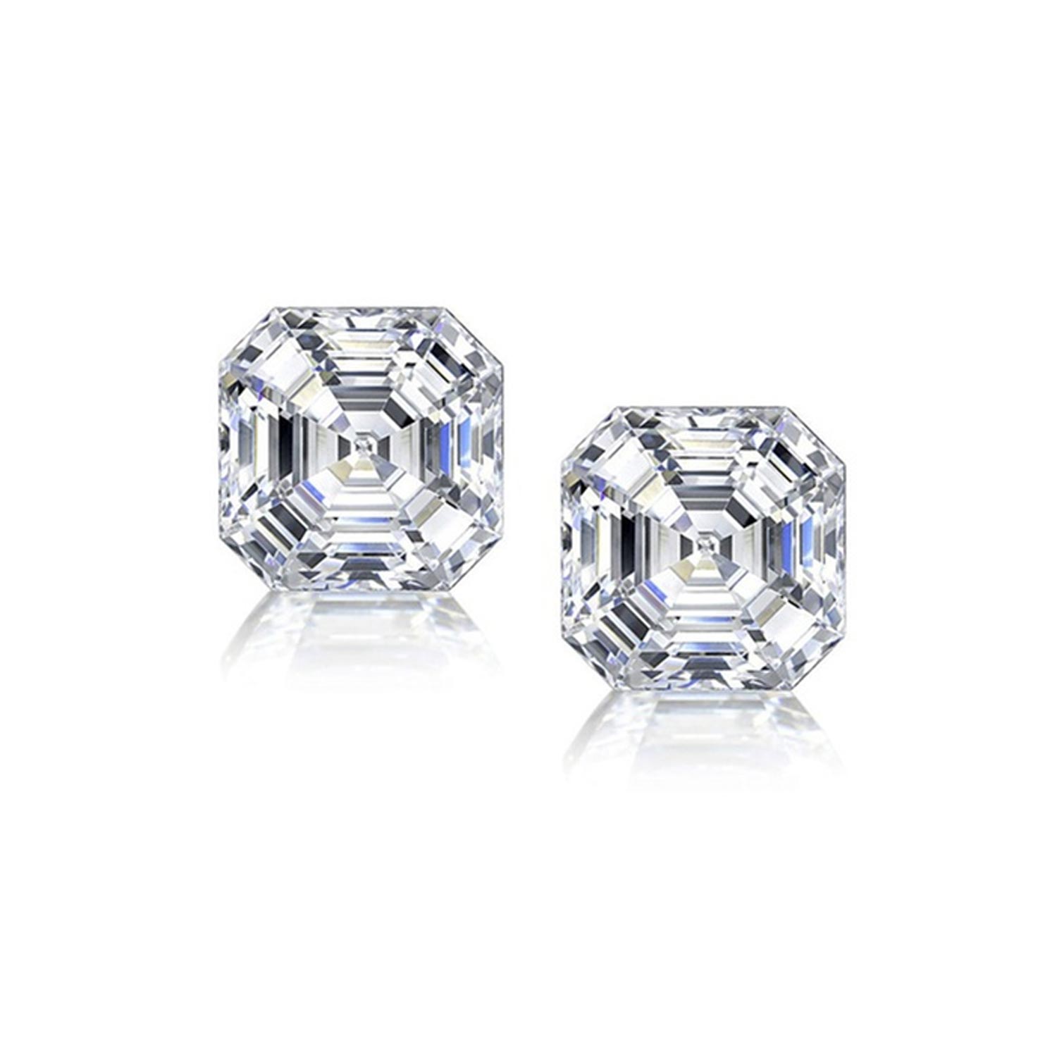 Asscher Cut Cubic Zirconia Stud Earrings in Sterling Silver