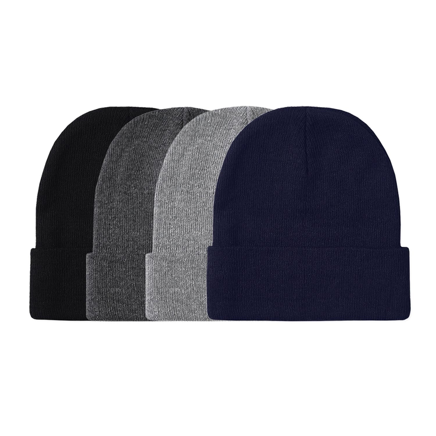 4 Pack Power Club Men's Polyester Beanie