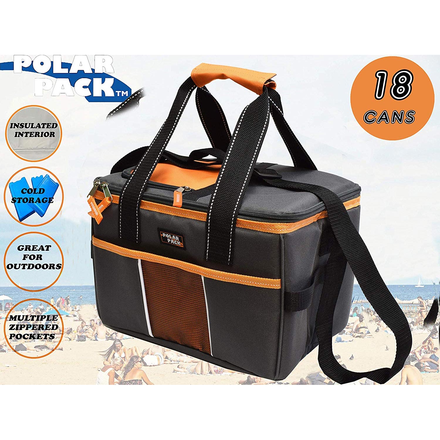 School POLAR PACK 18 Can Double Handle Square Box Collapsible Cooler Bag Soft Portable Insulated Picnic Bag Outdoor Indoor Travel Lunch Bag for Camping Travel & Sports ROYAL/LIME 