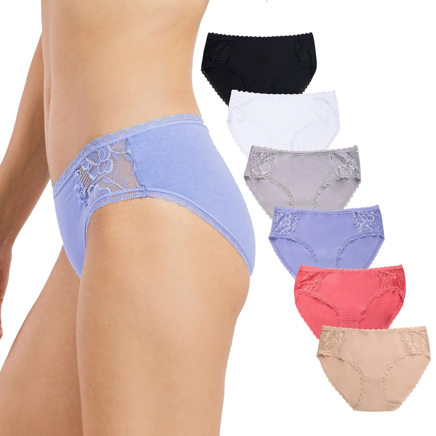 6 or 12-Pack Ladies Cotton Bikini Panty Extended