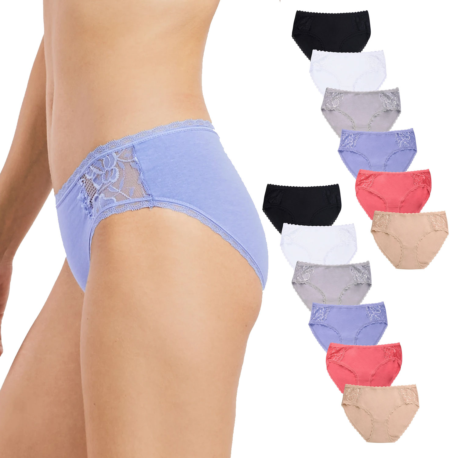 6 or 12-Pack Ladies Cotton Bikini Panty Extended