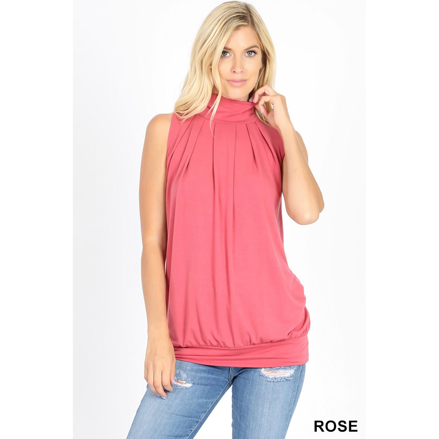 Buy One Get One Free High Neck Pleated Top With Waistband