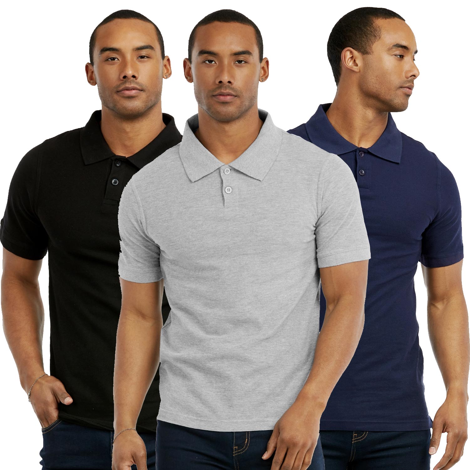 3 Pack Men's Slim Polo Shirt