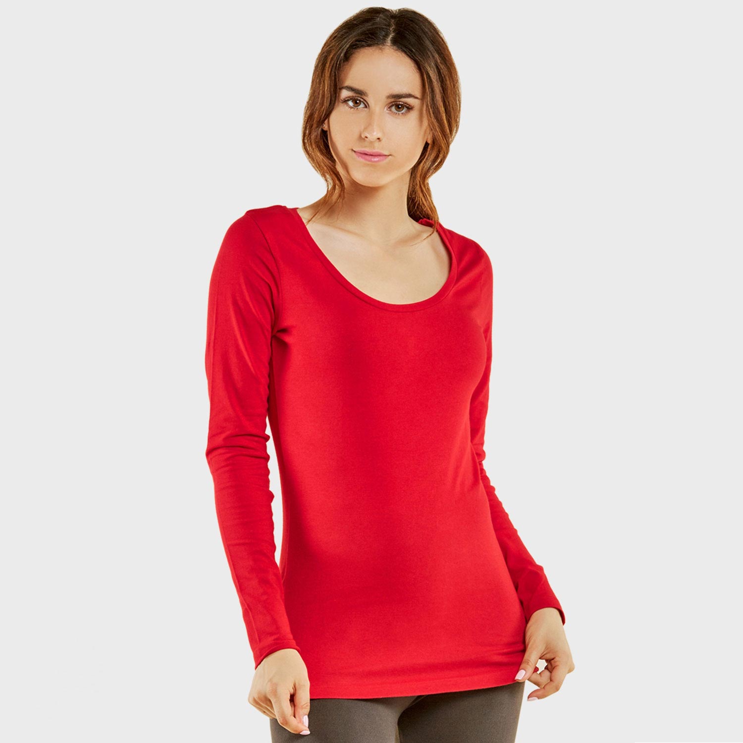 6 Pack Ladies Long Sleeve Round Neck T-Shirt