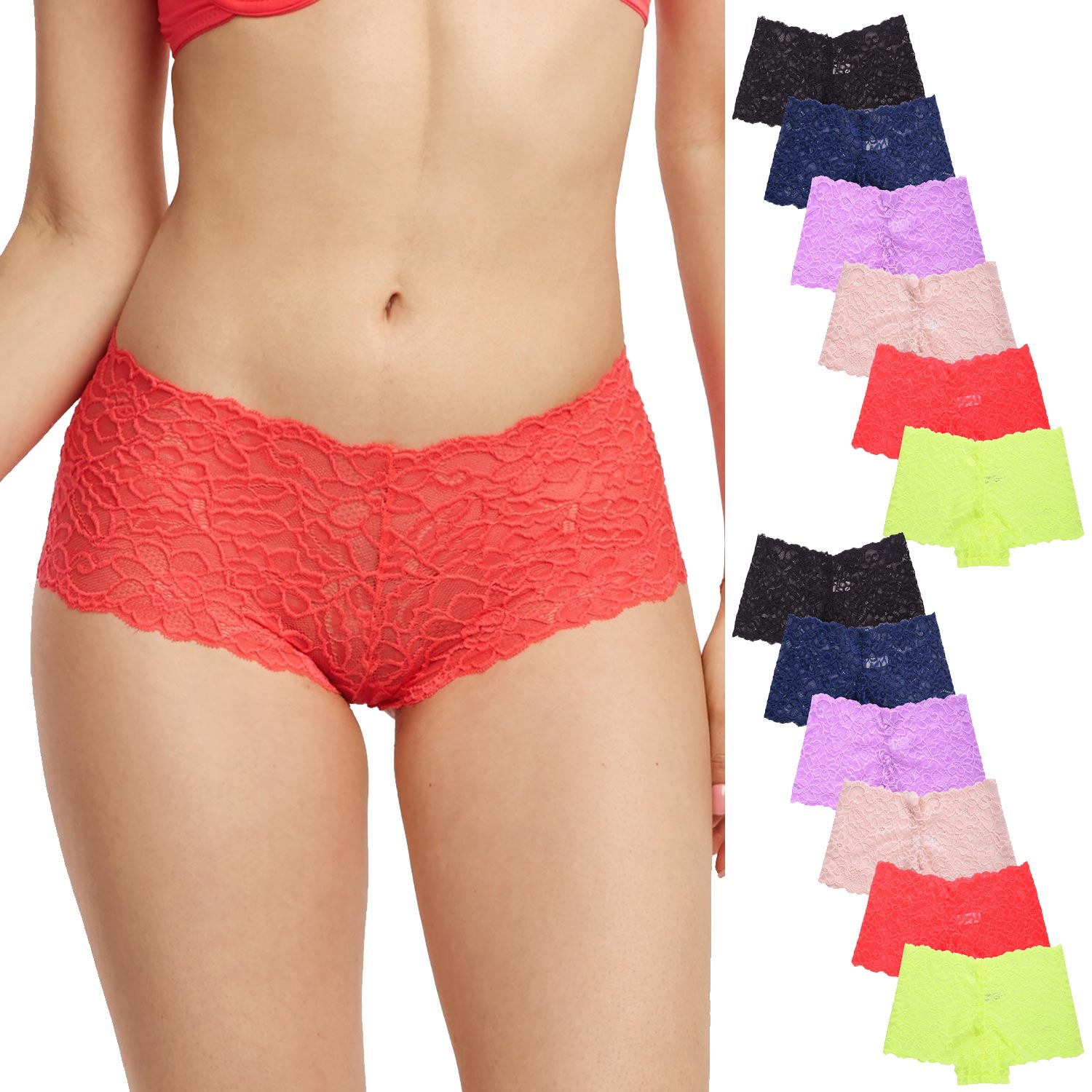 12 Pack Mamia Ladies Lace Hipster Panty