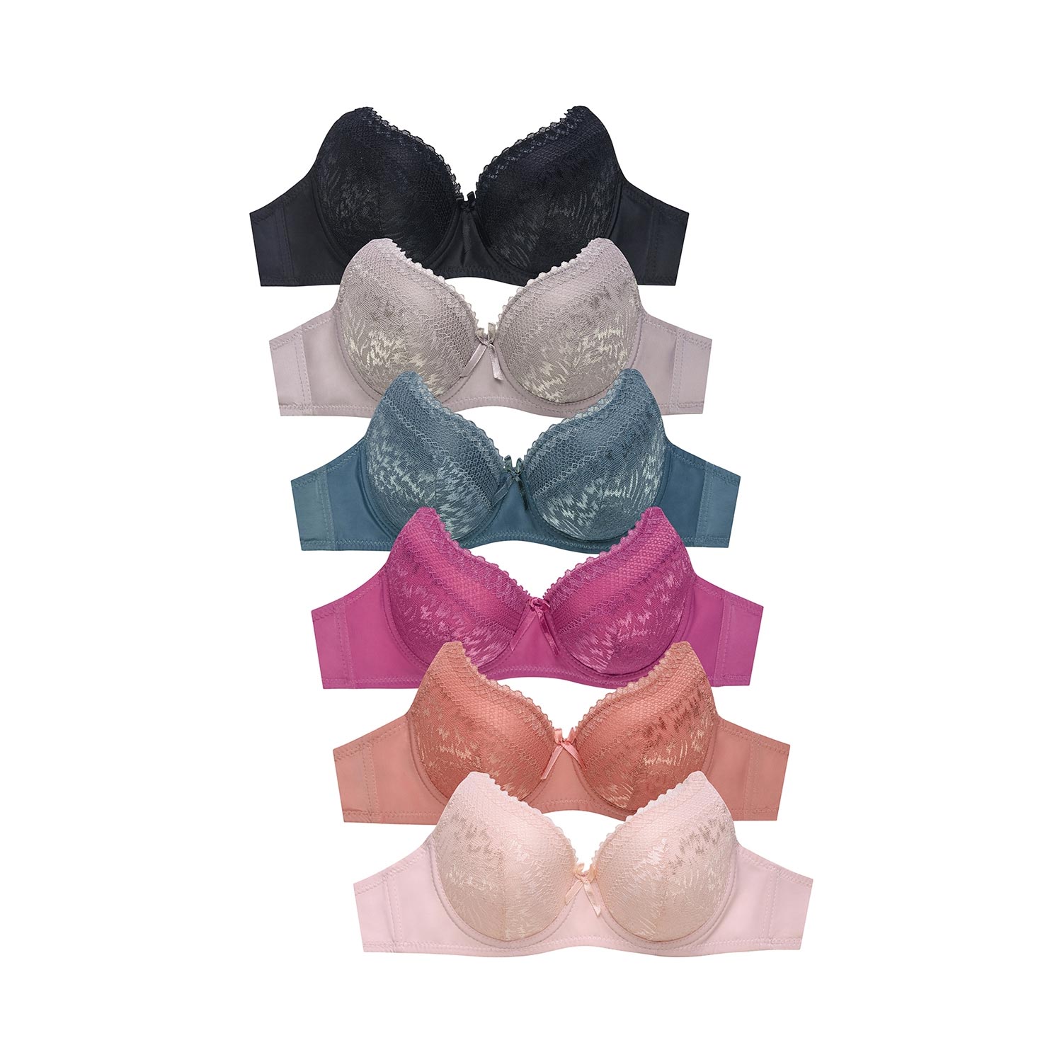 Ladies Full Cup Lace DD Cup Bra - 6 Pack